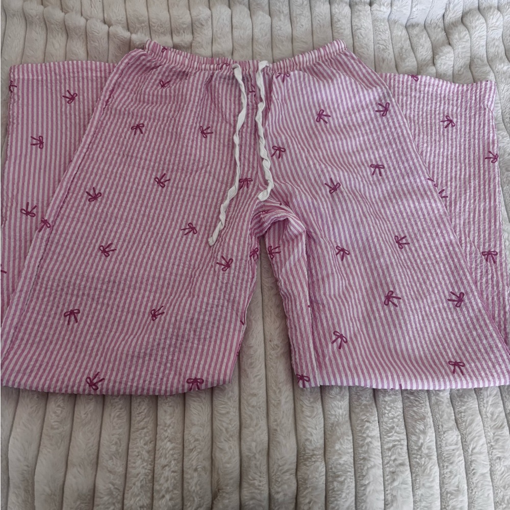 Pink Striped beach Bottoms with bow designs